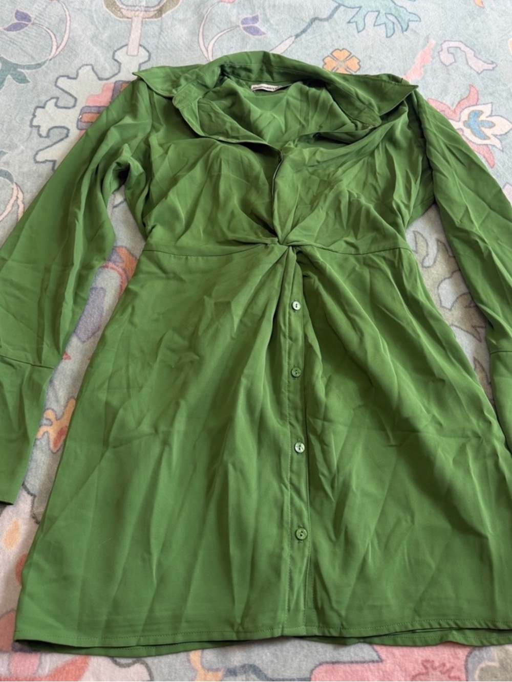 Abercrombie & Fitch Green Twisted Front Button-Down Women’s Dress